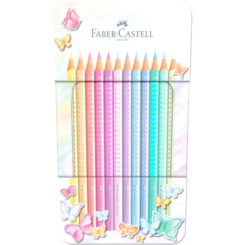 Faber-Castell Colouring Pencils Sparkle Pastel Pack of 12 Metal Case tin of 12