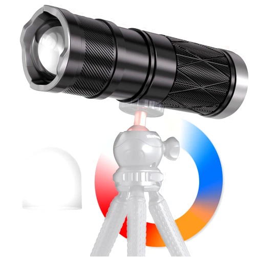 NiceVeedi Photography Lighting Kit, LED Flashlight with Diffusion, Handheld Video Light with 4-Color Modes, Zoomable Studio Light with 6000mAh Rechargeable Batteries for Sunset Lamp/Photo/Video