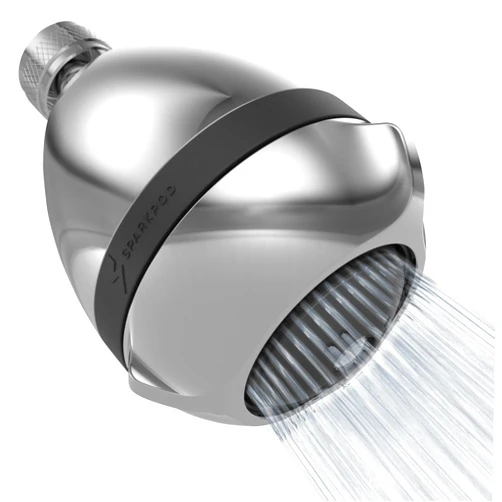 SparkPod 3 Inch Power Pressure Boosting Shower Head - Shower Water Pressure Booster - High Pressure Shower Heads for Low Water Pressure Homes - Rain & Massage 3-Setting Shower Heads (Polished Chrome)