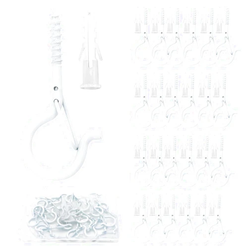Datttcc 25 PCS Q Hanger Hooks with Safety Buckle, Windproof Screw Hooks for Hanging Outdoor String Lights, Christmas Lights,Cups, Decors,2.3 Inches, White