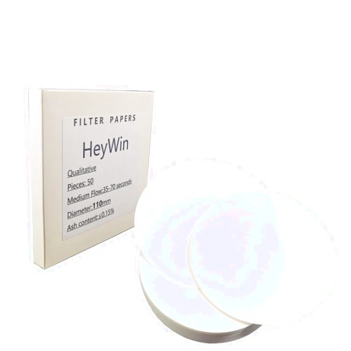HeyWin Qualitative Filter Paper Chemistry,Diameter of 110mm Filter Paper Circles,Medium Speed,Used in the Vacuum Filter,also for Funnel,etc(Pack of 50)