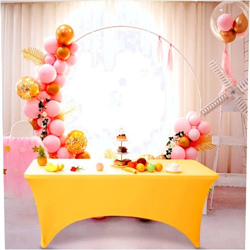 LiTrend 6Ft Spandex Table Cover, Stretch/Fitted Tablecloth for Standard Folding Tables, Universal Rectangular Table Cloths Protector for Wedding, Banquet, Party and Events(Yellow)