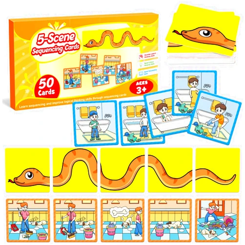 Kasfalci Sequencing Cards,Sequence Board Game for Kids,Speech Therapy Materials Toys for Autism,Story Storytelling,Social Skills,Sentence Building,Preschool Learning Activities,Classroom & Homeschool