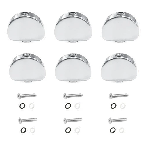 MAXCHEER 6PCS Metal Big Semicircle Guitar Tuning Pegs Tuners Machine Heads replacement Buttons knobs Handle (Chrome)