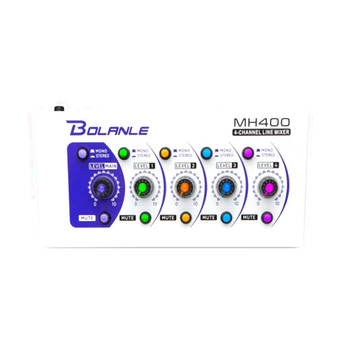 Bolanle Mini Audio Mixer,Stereo Line Mixer for Sub-Mixing,Ultra Low-Noise,4-Channel,Microphone Independent Control, 1/4