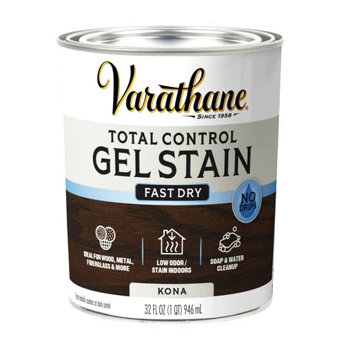 Varathane Total Control Gel Stain Water-Based Wood Stain, Quart, Kona