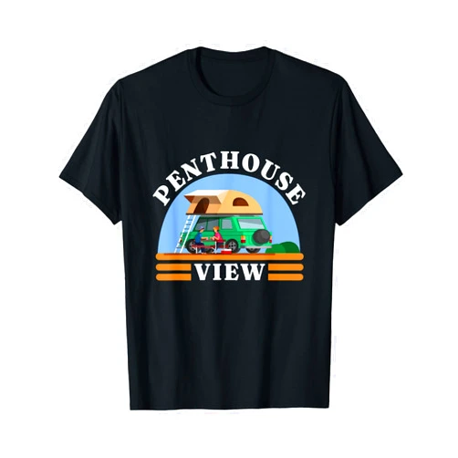 Funny Nature Lover Gifts & Camper Apparel Penthouse View Rooftop Tent Camping Off-Road Vehicle Camper T-Shirt