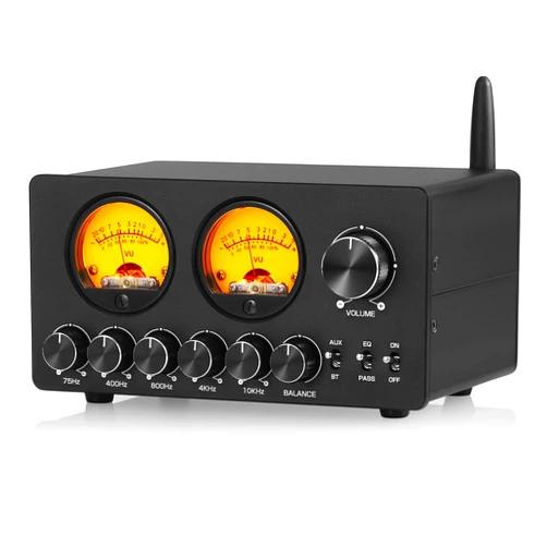 Douk Audio 5 Band Equalizer Bluetooth EQ Preamp for Home Stereo/Computer Speaker/Amplifier with VU Meter (EQ5 Tone Upgraded Version)