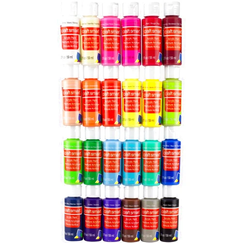 Craft Smart 24 Assorted Acrylic Paint Set by Craft Smart - Non-Toxic Paint for Drawing, Painting, Art & Crafts Supplies - 1 Pack