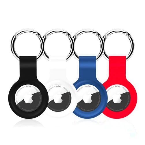 QYQa Airtag Holder,Apple Air Tag Keychain and Silicone Airtag Case,4 Pack Luggage Tracker for Suitcase,Air Tagsmate Comes with Ring Metal Snap Keyring for Wallet,Keys,Pets and More valuables…