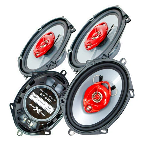 Xtremevision 4X Soundxtreme ST-680 5x7 Inch / 6x8 Inch 3-Way 700 Watts Coaxial Car Speakers 4-Ohm Polypropylene Mid-Woofer Cone Material Polyester Foam Speaker Surround