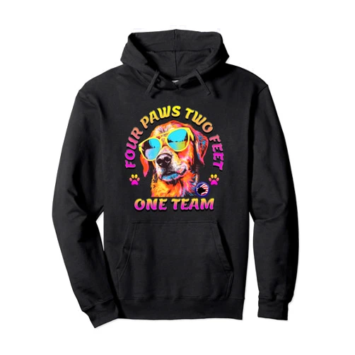 BizzyflyUSA Four Paws Two Feet Team Service Dog Assistance Guide Handler Pullover Hoodie