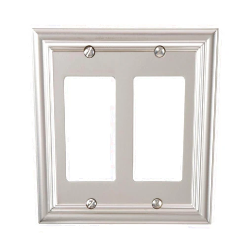 Amerelle Continental Double Rocker Cast Metal Wallplate in Satin Nickel