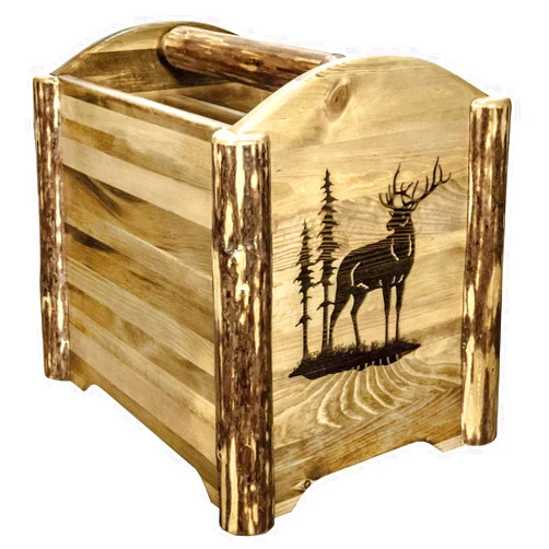 Montana Woodworks Glacier Country Collection Magazine Rack with Laser Engraved Elk Design, 18