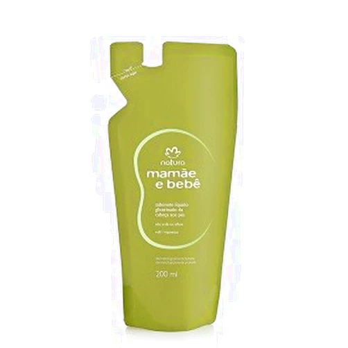 Natura Linha Mamae Bebe Natura - Sabonete Liquido Glicerinado da Cabeca aos Pes (Refil) 200 Ml - (Natura Mom & Baby Collection - Glycerin Liquid Soap Head to Toe (Refill) 6.76 Fl Oz)