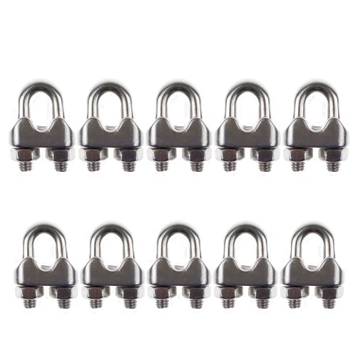 DYWISHKEY Pack of 10, 1/4 Inch M6 Stainless Steel Wire Rope Cable Clip Clamp