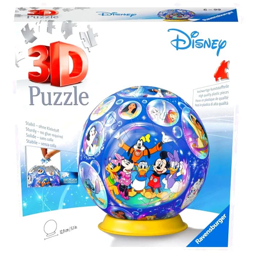 Ravensburger 3D Puzzle 11561 Puzzle Ball Disney Characters 72 Pieces Puzzle Ball for Disney Fans from 6 Years