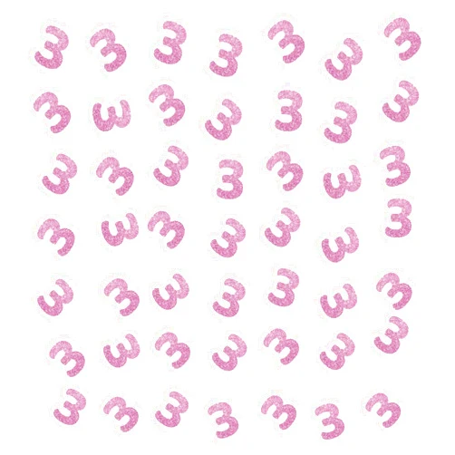 PINKAAJ Set of 100 Number 3 Confetti, Pink Glitter 3 Paper Scatter, Happy 3rd Birthday Party Confetti, Three Cake Decor, Happy 3rd Anniversary Party Decor