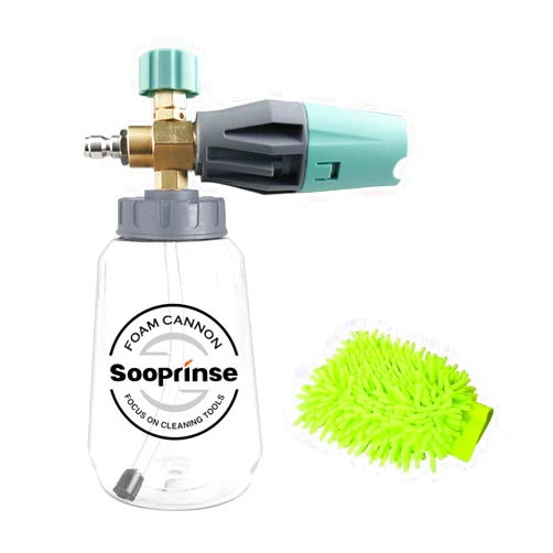 Sooprinse Foam Cannon, Adjustable Snow Foam Lance Transparent Body, Professional Car Foam Blaster with 1/4 Inch Quick Connector, 4000 PSI, 1L