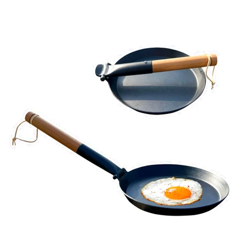 Keleday 8.2 Inch Non Stick Frying Pan, Pre-Seasoned Carbon Steel Frying Pan Skillet with Folding Handle, Camping Indoor & Outdoor Cooking, Easy to Clean, Suitable for All Kinds of Stoves