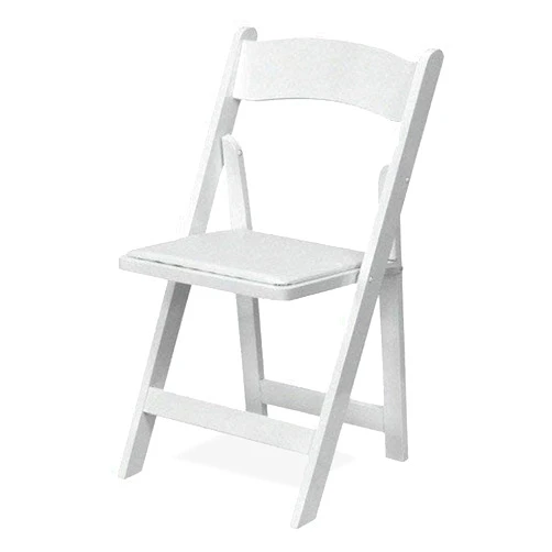 EventStable Titan Series Wood Folding Chair - White Indoor/Outdoor Lightweight Folding Chair - Vinyl Padded Folding Chair for Weddings Events - 4-Pack