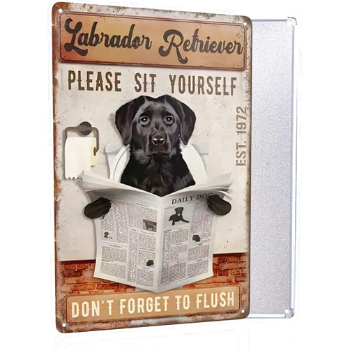 Pautdeer Vintage Black Dog Wall Decor, Please Sit Yourself Funny Dogs Wall Art Kitchen bathroom Living room Retro Metal Sign, Wall Art Dog Poster Home Decor For Dog Lovers 8x12″
