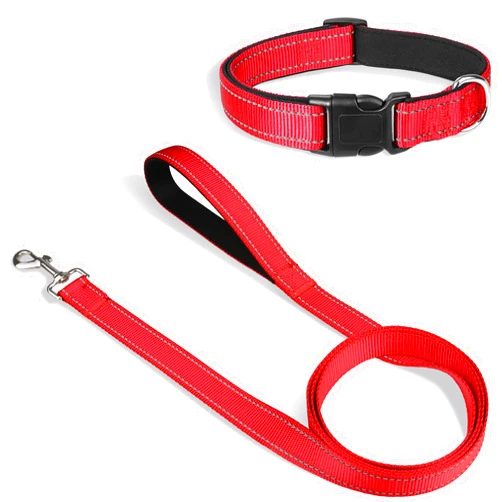 Joytale 12-16 inches Dog Collar and 6FT Leash, Reflective Soft Neoprene Padded Pet Collars and Leashes for Small Dog