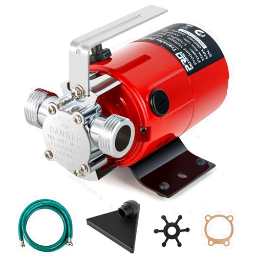 Prostormer Utility Pump, Prostormer 12V DC 350GPH Electric 1/10HP Mini Portable Water Transfer Pump with Water Hose Kit Great for Yard, Garden, Pool Draining