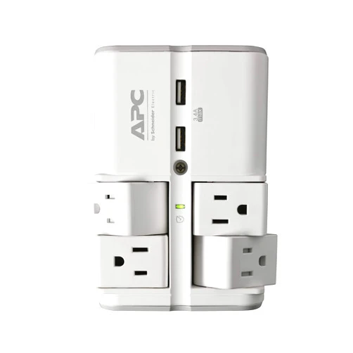 APC Wall Outlet Surge Protector with USB Ports, PE4WRU3, (4) Rotating Multi Plug Outlet, 1080 Joule Surge Protection
