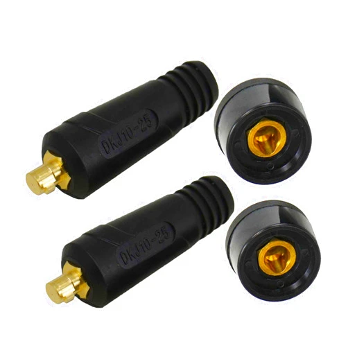 RIVERWELD TIG Welding Cable Panel Connector Plug & Socket Set DKJ10-25 & DKZ10-25 200Amp with Black Color Dinse-Style Quick Fitting 4pcs