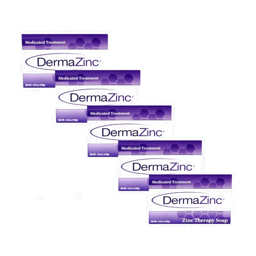 DermaZinc Dermalogix DermaZinc Zinc Therapy Soap Medicated Treatment - 5 Bars NEW LARGER SIZE