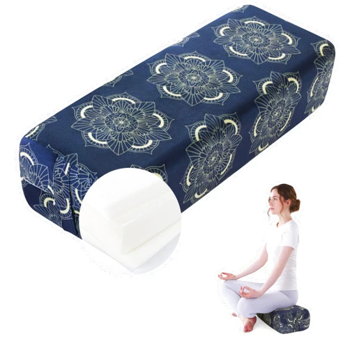 MABOZOO Yoga Bolster Pillow, Triple-Layer Sponge Rectangular Yoga Bolster with Carry Handle Meditation Pillow with Washable Cover for Restorative, Meditation