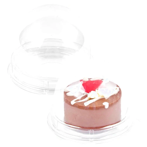 TOFLEN Mini Dessert Containers with Dome Lids, 100Pcs Clear Plastic Individual Oreo Cookie holder, Small Cake Box for Mini Cupcake, Cocoa Bomb, Strawberry, Cheesecake and Mooncake (Clear Base)