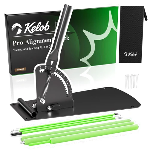 KELOB Golf Alignment Sticks Holder with Angle Adjustment, Detachable Rods with Metal Joints, Golf Swing Training Aid for Putting, Full Swing, Posture Correction, Portable Golf Trainer