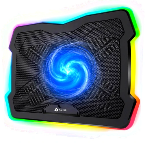 KLIM Ultimate - RGB Laptop Cooling Pad with LED Rim - NEW 2024 - Gaming Laptop Cooler - USB Powered Fan - Very Stable and Silent Laptop Stand - Compatible up to 17