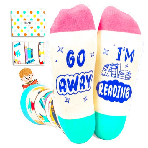 Zmart Reading Writing Socks for Adults - Reading Writing Book Gifts for Men Women Writers