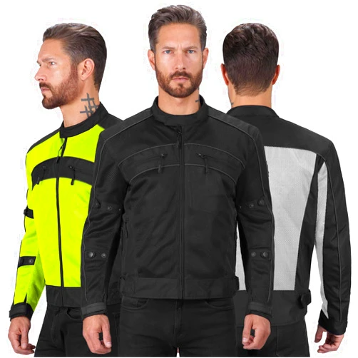 Nomad USA Nomad Mesh Motorcycle Jacket for Men Summer Biker Jacket Cruiser Sportsbike Enduro Hi-Viz Riding Jacket CE Armor Protection