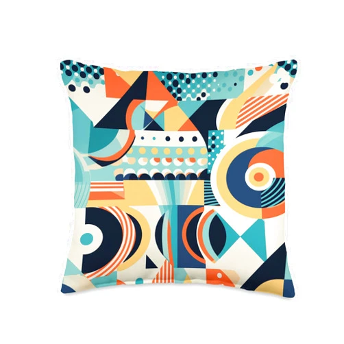 Oeiras Design Studio Minimalist Black and White Pattern Throw Pillow, 16x16, Multicolor