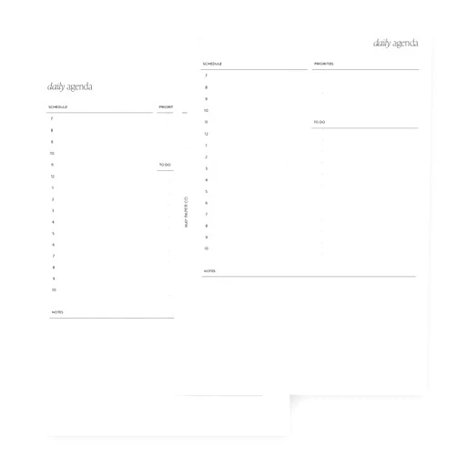 MAY PAPER CO. A5 Daily Undated Hourly Planner Insert for Filofax A5, LV GM agenda refill 6 hole 5.8 x 8.3