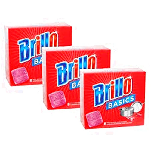 Brillo Basics Steel-wool Soap Pads, 8-ct. Boxes - Pack of 3