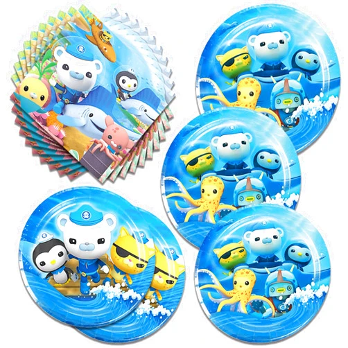 Fuyhiuous 40Pcs Octo-nauts Party Supplies include 20 plates, 20 napkins for the Octo birthday party decoration