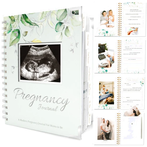 KeaBabies Pregnancy Journal for First Time Moms Gifts - 90 Pages Hardcover Pregnancy Memory Book, Beautiful & Cute Baby Book Keepsake, Ultrasound Baby Scrapbook, Mom To Be Gift (Sage)