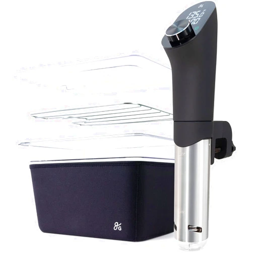 Greater Goods Pro Sous Vide Kit - An 1100 Watt, Powerful, Precise Sous Vide Cooker and Premium, Plastic Container with Sous Vide Rack, Lid, and Neoprene Sleeve | Designed in St. Louis