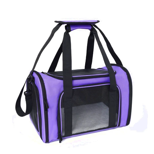 Mile High Life | Outdoor Travel Pet Carrier | Kitty Puppy Cat Carriers | Collapsible Dog Carrier for Small Medium Dogs | Cat Crates w Breathable Mesh with Soft-sided (Purple, Large)