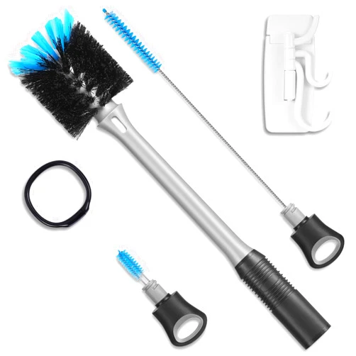 MOSOLAN 3-in-1 Bottle Brush with Straw Cleaning Brush and Nipple Cleaner, Long Handle Water Bottle Scrubbing Brush, Built for Cleaning Sport Bottles, Baby Bottles, Coffee Mugs, Flask