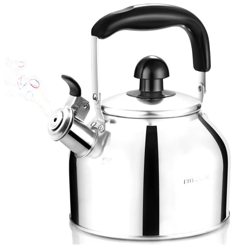 AMFOCUS Tea Kettle Stovetop, Whistling Tea Kettle Pots for Stove Top, 2.64 QT Food Grade Stainless Steel Teakettle Teapot with Cool Grip Folding Handle, Hot Water boiler for Tea, Milk, Coffee