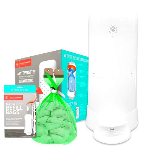 Prince Lionheart My Twist’R Diaper Pail Made in USA with Refill Bags Included - Hands Free Patented Design Completely Eliminates Odors - Easy to Use, Customize to Match Nursery
