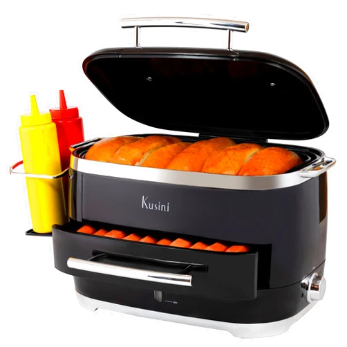 Kusini Hot Dog Steamer Machine With Bun Warmer, 24 Hot Dog & 12 Buns - Electric Food Steamer for Cooking Vegetables, Fish, & More - Unique Housewarming Gift Idea - Movie & Date Night Hosting Essential