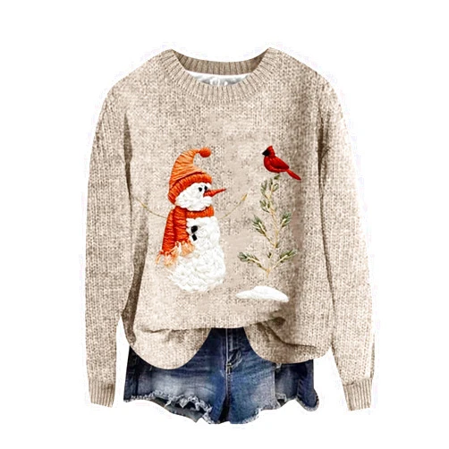 Generic Fall Fashion for Women 2024 Ugly Christmas Sweater Trendy Cute Santa Knitted Pullover Ugly Christmas Reindeer Sweater