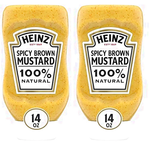 Heinz 100% Natural Spicy Brown Mustard (14 oz Bottle) (Pack of 2)